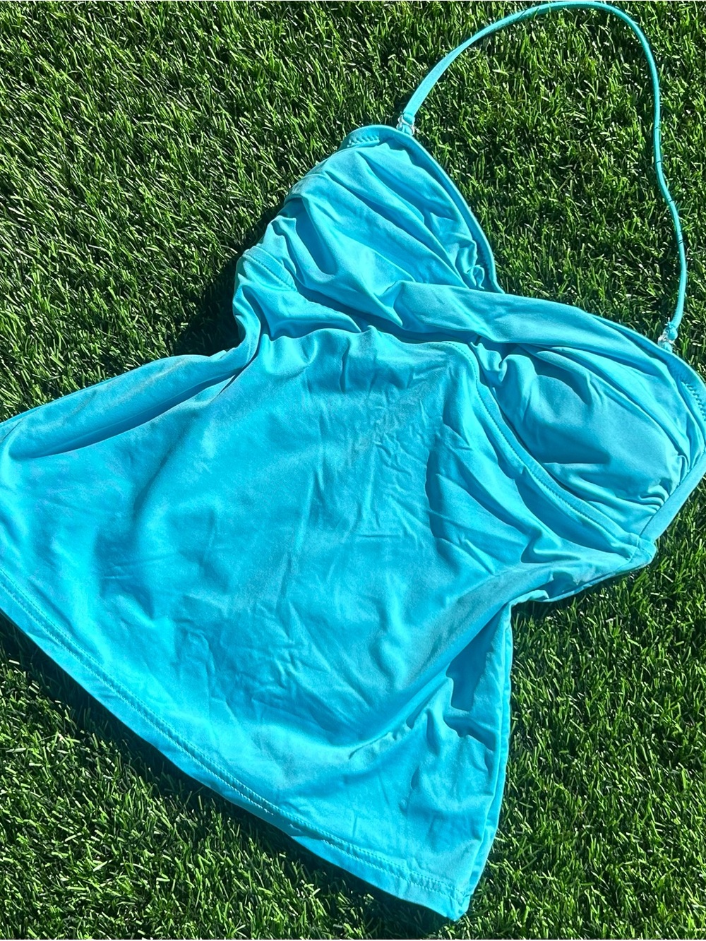 Women’s Turquoise Crop Tank Top - Stretch Swim-style Camisole
